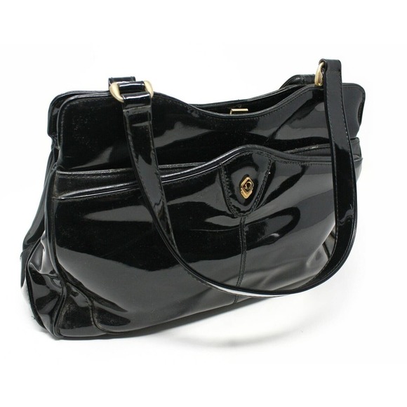 Almondo Originals Handbags - Vintage Almondo Originals Black Patent Leather Style Purse Handbag - Hey Viv